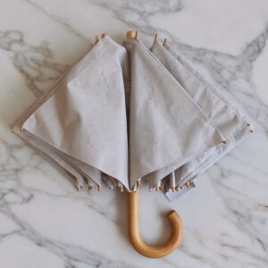 How to be consistent: a folded umbrella with rain beaded on the fabric