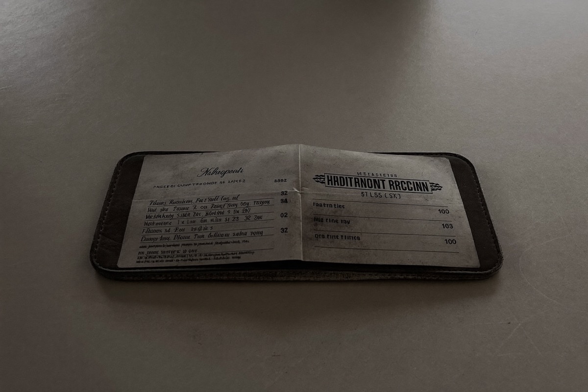 A folded bill inside a leather holder with the total hidden, the gap between the quoted fee and the real one