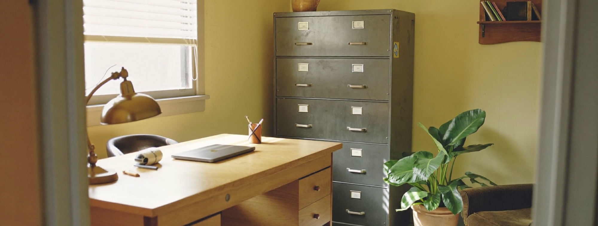 An empty accountant's office, where the year's numbers are read rather than recorded