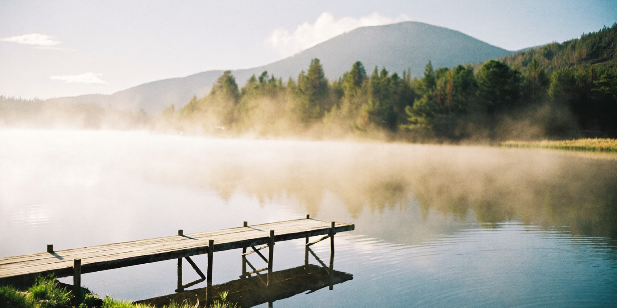 A still lake and a timber jetty, the kind of place Gates chose to think away from Microsoft