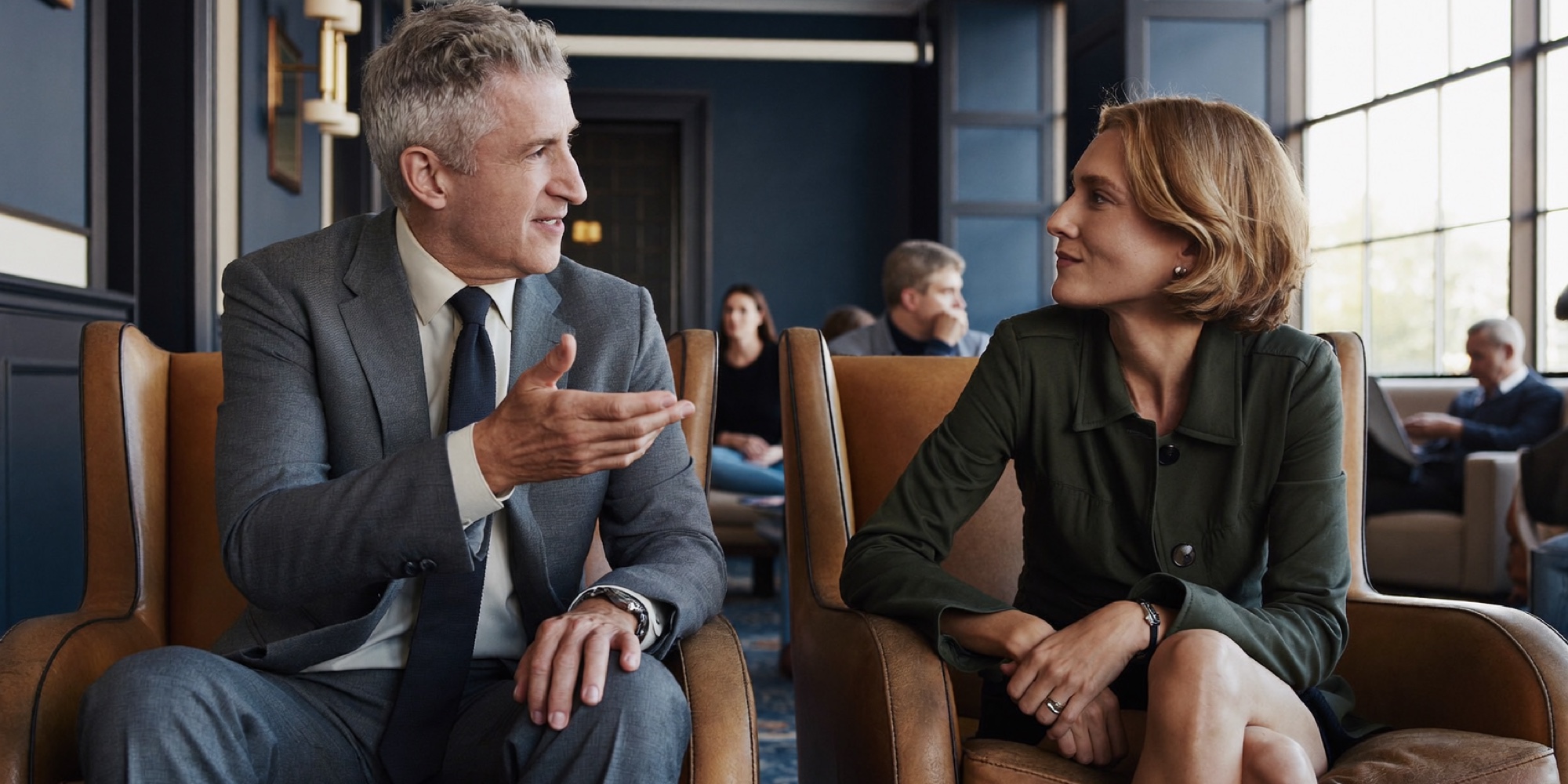 Two executives moving a strategy conversation down to next week's actions