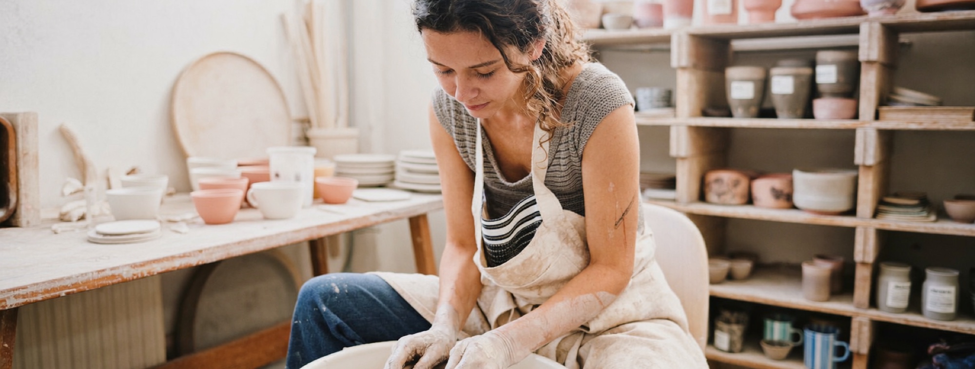 A potter shaping a bowl, one task held in full attention