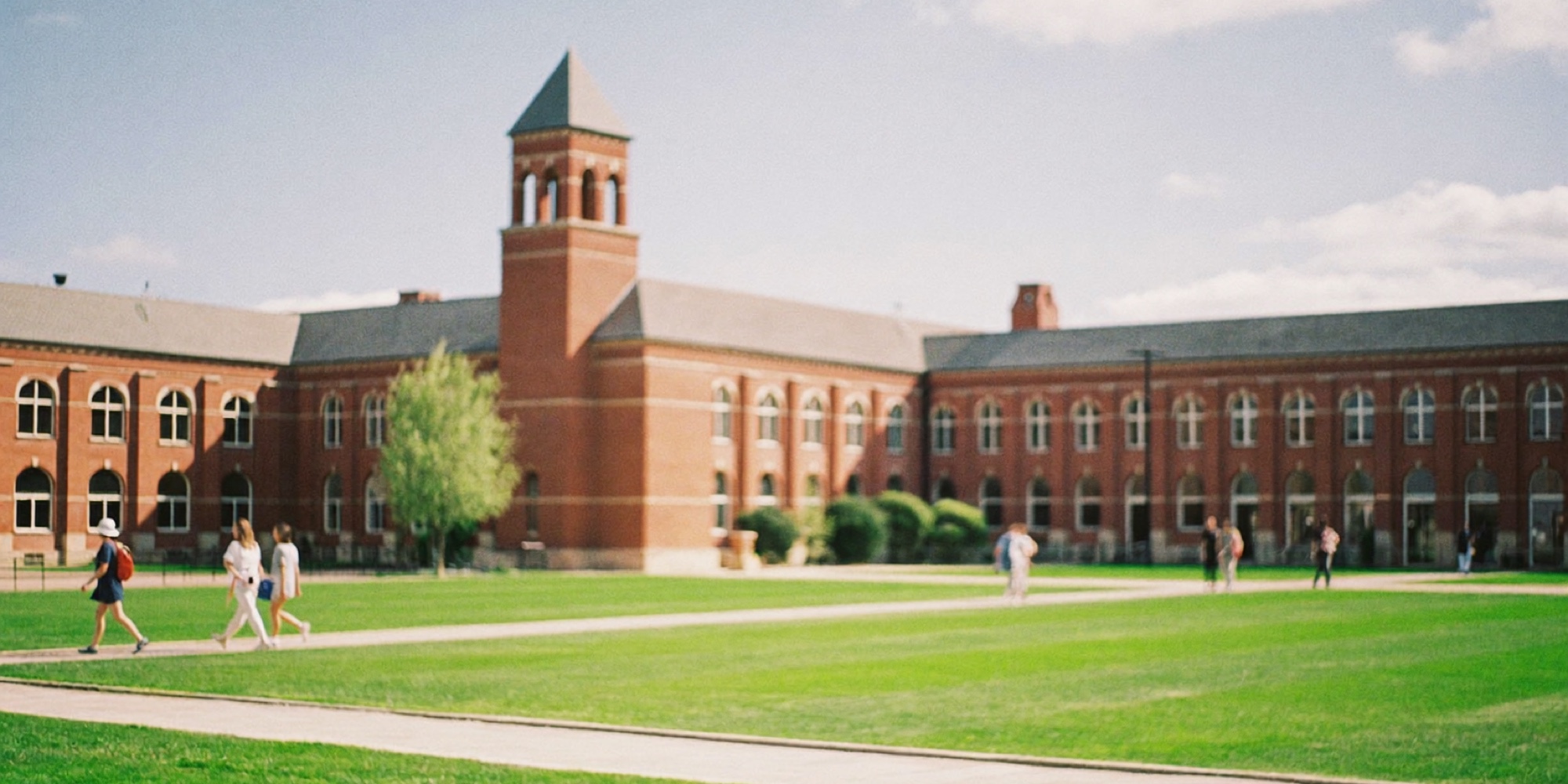 The quadrangle of a business faculty at midday, the place where a quarter of a million dollars of tuition is spent