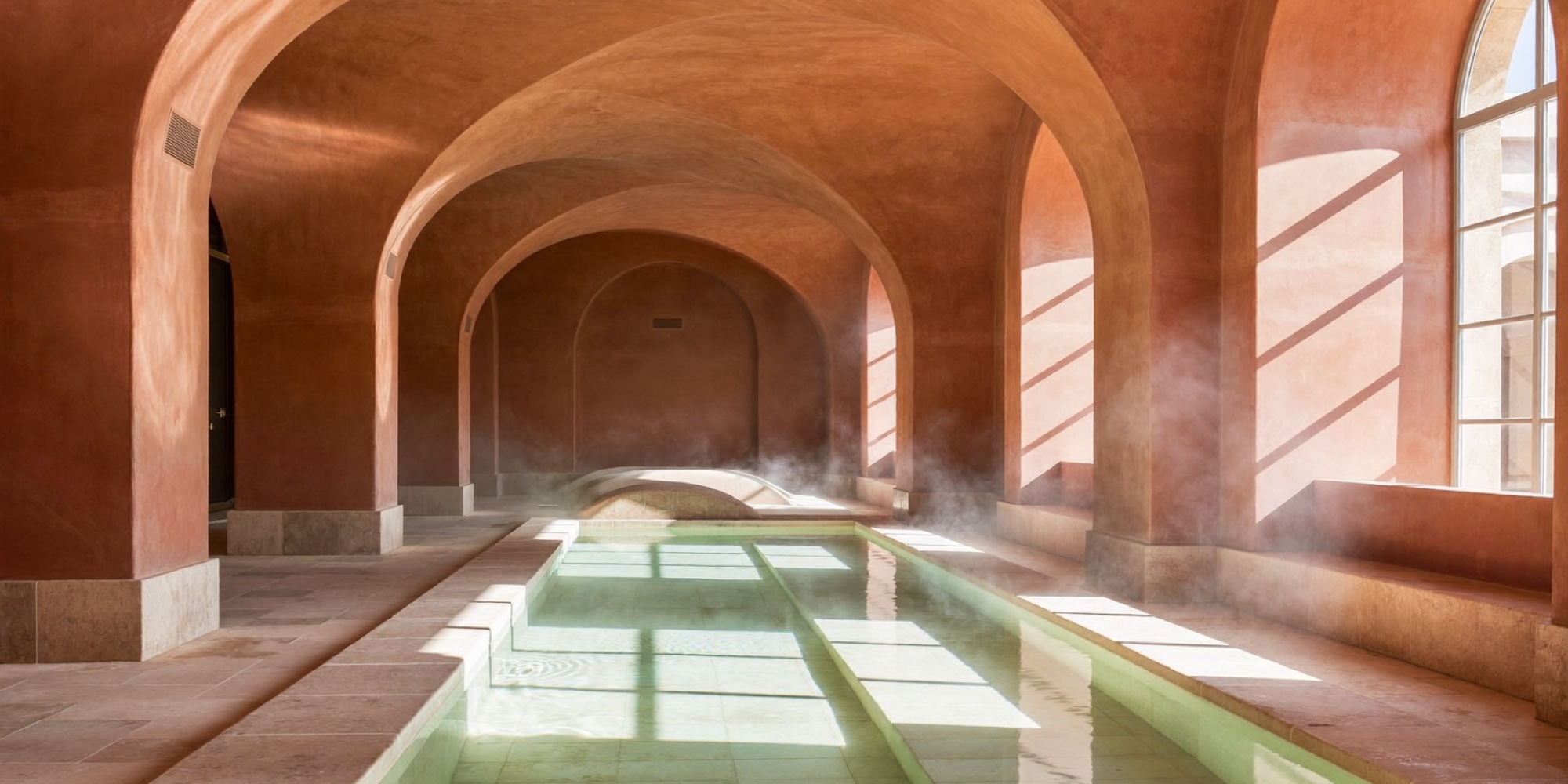 A warm bathing pool, the kind of heat that helps the body cool down before deep sleep