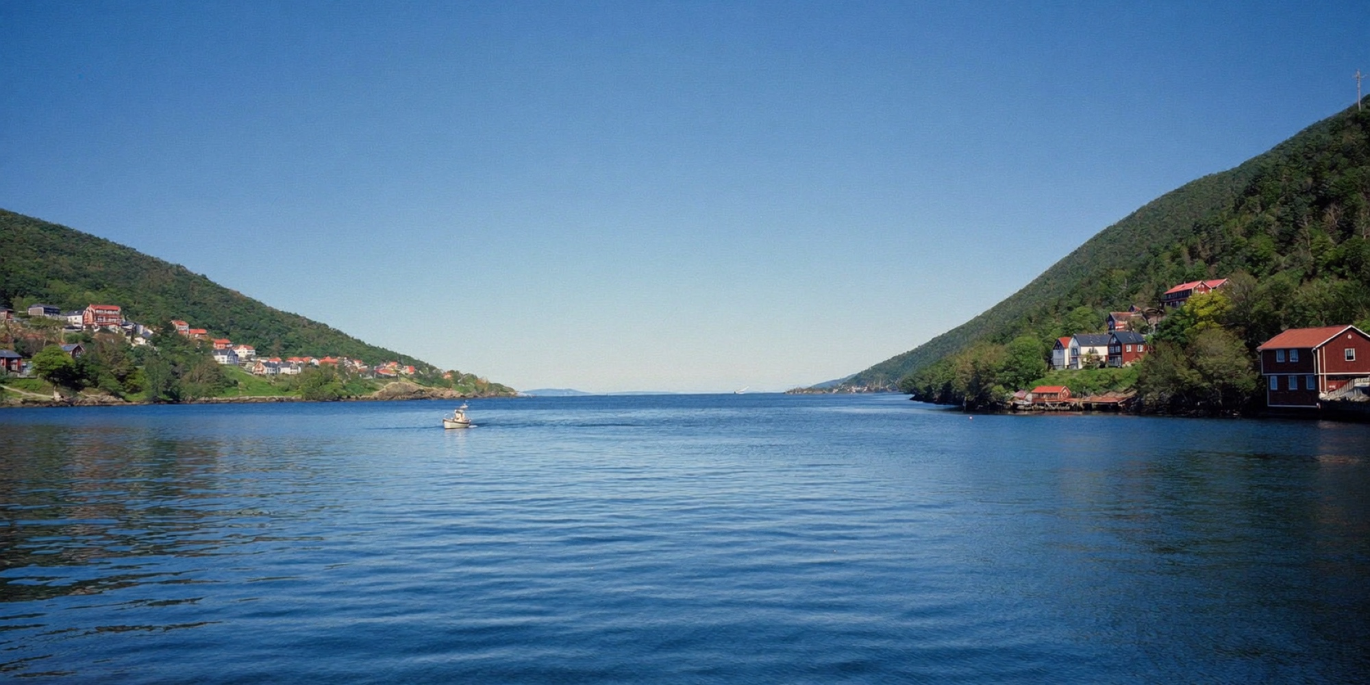 A Norwegian fjord, in one of the countries where full-time workers have the most leisure time