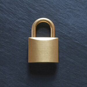 A closed brass padlock, for the part of advisor pay that is hard to see
