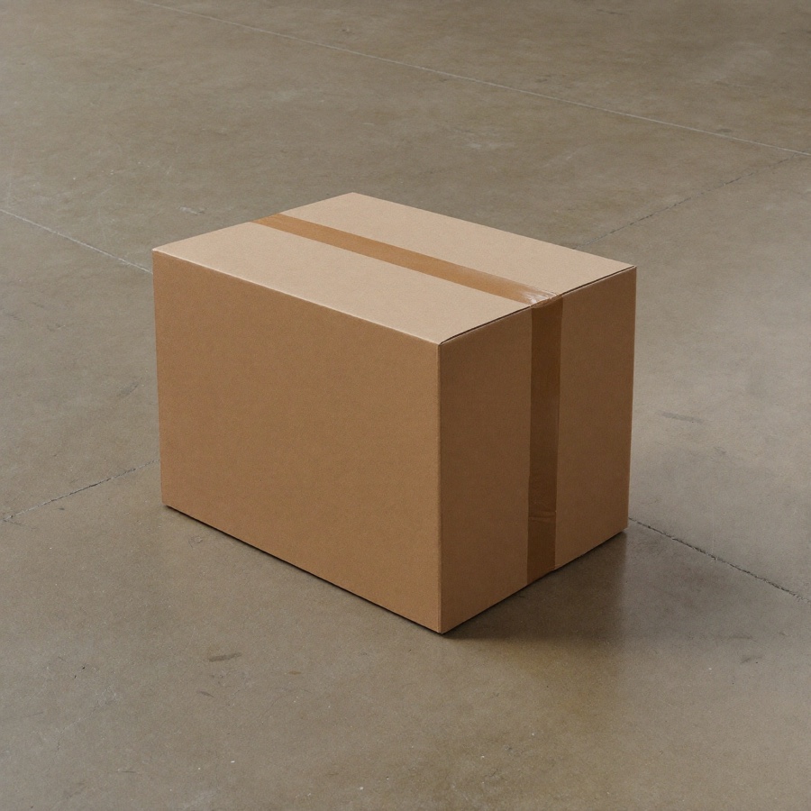 A sealed cardboard shipping box, for an article on the Jeff Bezos regret minimization framework and the decisions it does and does not fit