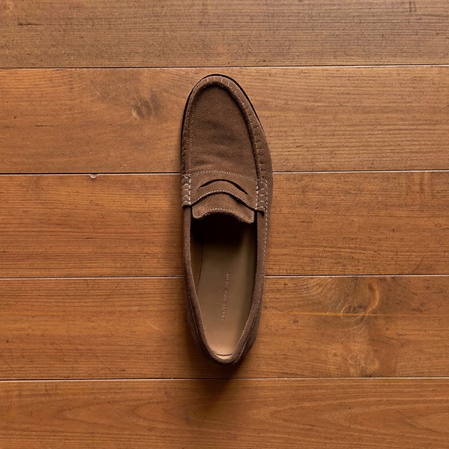 A brown suede loafer, the shoe at the centre of the smart casual dress code men usually get right