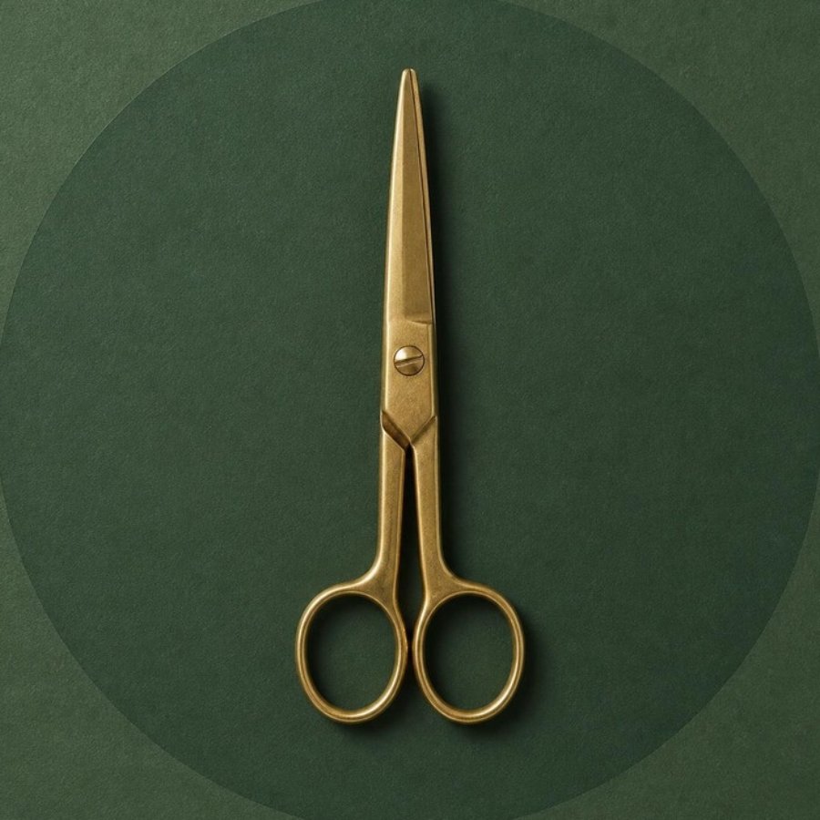 Brass scissors, for cutting the list down to five