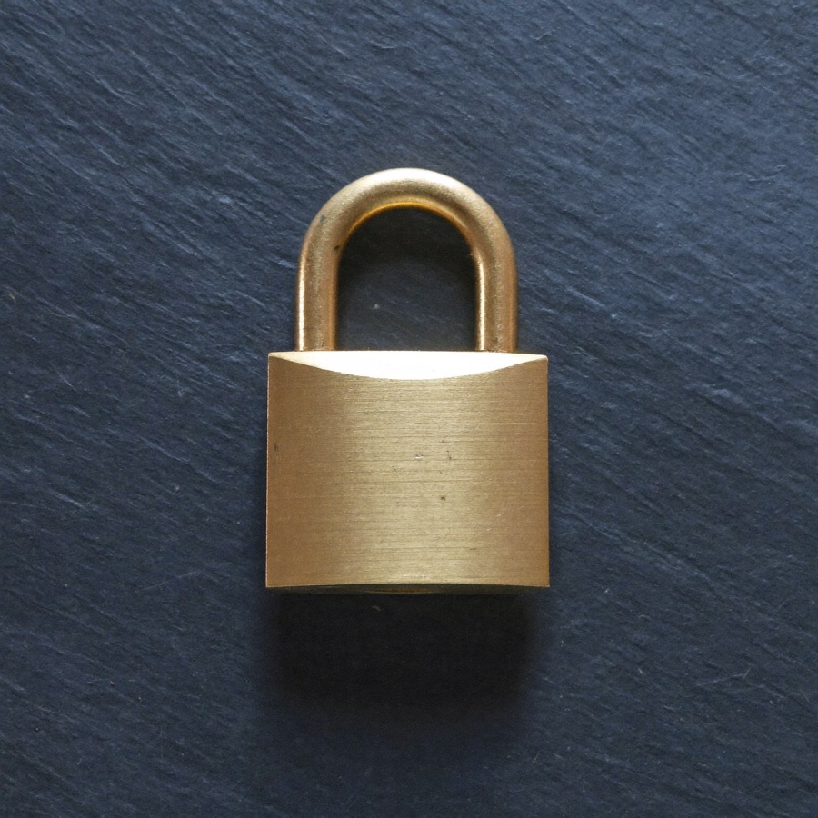 A closed brass padlock, for the part of advisor pay that is hard to see